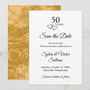 Save The Date Élégant 50e anniversaire de mariage noir et blanc