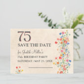 Save The Date Elégant 75ème anniversaire - Design Fleur sauvage (Debout devant)