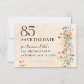 Save The Date Elegant 85th Birthday - Wildflower Design 85 Years (Devant)