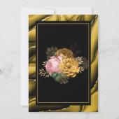 Save The Date Élégant Agate Gold Black Floral Mariage (Dos)