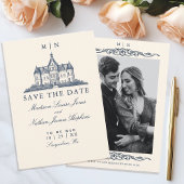 Save The Date Élégant Ancien Château Manor Mariage