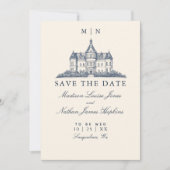 Save The Date Élégant Ancien Château Manor Mariage (Devant)