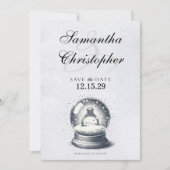 Save The Date Élégant anneau Fiançailles du Globe des neiges (Devant)