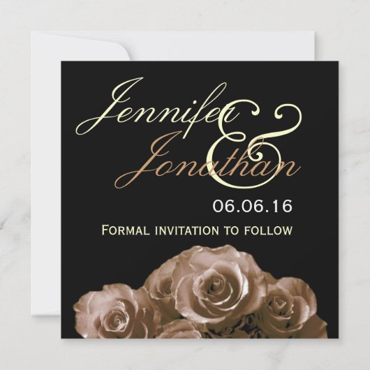 Save The Date Élégant ANTIQUE OR Rose Mariage Enregistrer Date I (Dos)