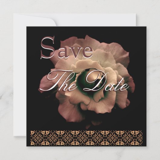 Save The Date Élégant ANTIQUE OR Rose Mariage Enregistrer Date I (Devant)