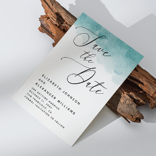 Save The Date Elégant aquarelle bleu mariage nautique