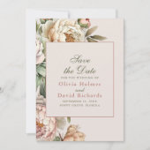 Save The Date Elégant Aquarelle Blush Peonies rose Mariage (Devant)