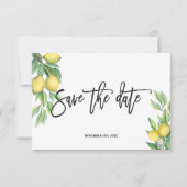 Save The Date Elégant Aquarelle Citron Mariage tropical (Devant)