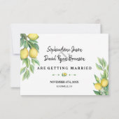 Save The Date Elégant Aquarelle Citron Mariage tropical (Dos)