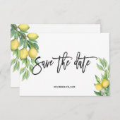 Save The Date Elégant Aquarelle Citron Mariage tropical (Devant / Derrière)