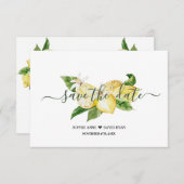Save The Date Élégant Aquarelle Citron Mariage Tropical Script (Devant / Derrière)