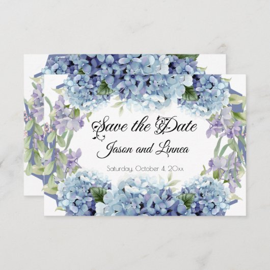 Save The Date Élégant Aquarelle de Fleurs de Ne Pas Oublier (Devant / Derrière)