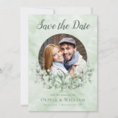 Save The Date Elégant Aquarelle Eucalyptus Mariage photo (Devant)