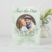 Save The Date Elégant Aquarelle Eucalyptus Mariage photo (Debout devant)