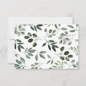 Save The Date Elégant aquarelle feuille botanique chasseur vert (Dos)