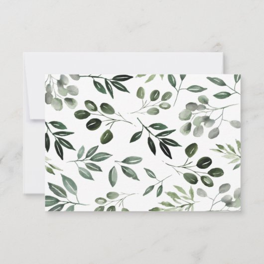 Save The Date Elégant aquarelle feuille botanique chasseur vert  (Dos)