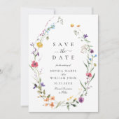 Save The Date Elégant Aquarelle Fleurs sauvages Mariage (Devant)