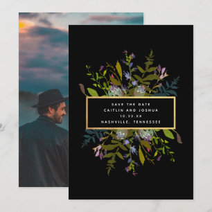 Save The Date Elégant aquarelle Floral Black Arrière - plan Phot