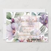 Save The Date Elégant Aquarelle mariage or fleuri (Devant)