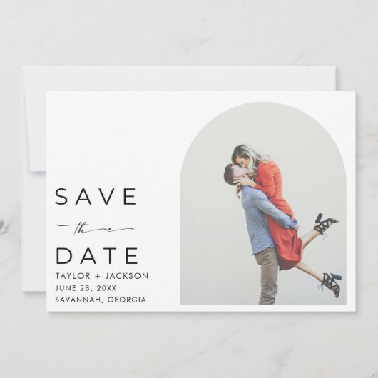 Save The Date Elégant Arc Photo Mariage moderne (Devant)