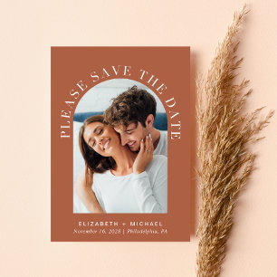 Save The Date Elégant Arc Photo QR Code Mariage en terre cuite