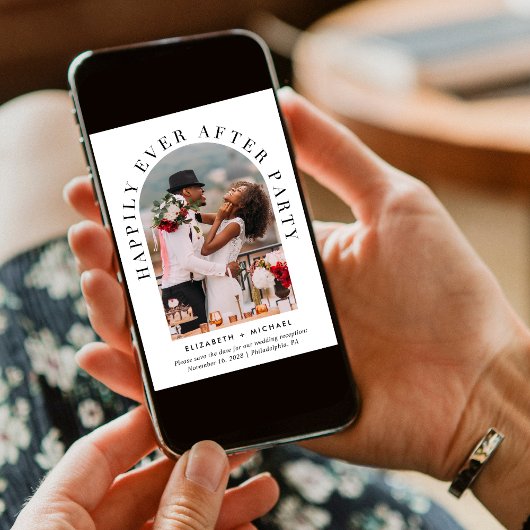 Save The Date Elégant Arc Photo QR Code Mariage Réception