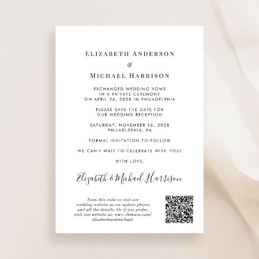 Save The Date Elégant Arc Photo QR Code Mariage Réception