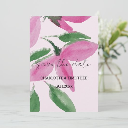 Save The Date Élégant Art Fleur sauvage d'aquarelle romantique (Debout devant)