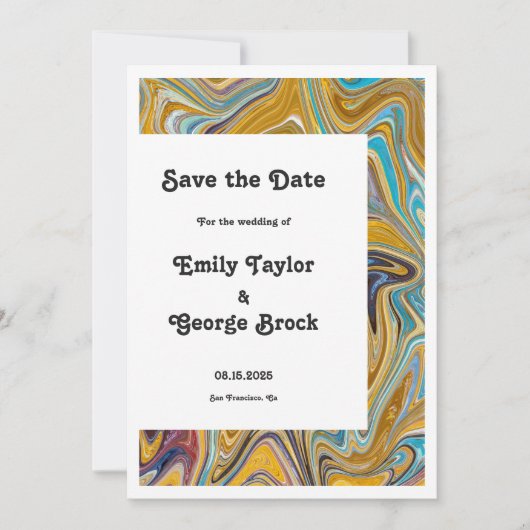 Save The Date Élégant Artiste Abstrait Peinture Mariage d'art (Devant)