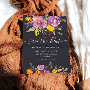 Save The Date Élégant automne hiver violet floral enregistrer la