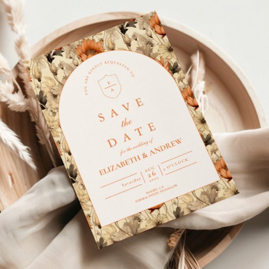 Save The Date Elegant Autumn Botanical Wedding