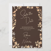 Save The Date Elegant Autumn Copper Wildflowers Script 2 Photo (Devant)