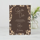 Save The Date Elegant Autumn Copper Wildflowers Script 2 Photo (Debout devant)