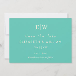 Save The Date Élégant Awe aquatique simple avec Mariage Monogram