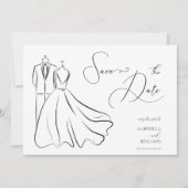Save The Date Élégant B&W Tux & mariage (Devant)