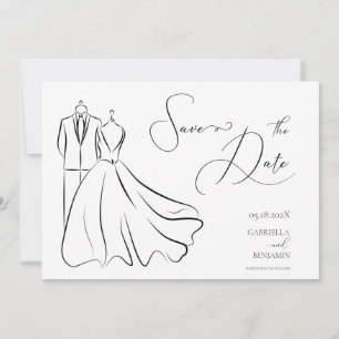 Save The Date Élégant B&W Tux & mariage