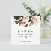 Save The Date Elégant Baby shower Rose beige fille (Debout devant)