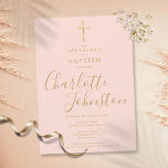 Save The Date Élégant Baptême Christening Gold Script Blush Rose<br><div class="desc">Baptême élégant signature or de baptême enregistrer l'invitation de la date avec un élégant nom de signature de script doré. Personnalisez avec votre baptême spécial ou information de baptême en lettres d'or chic sur un arrière - plan rose roux. Conçu par Thisisnotme©</div>