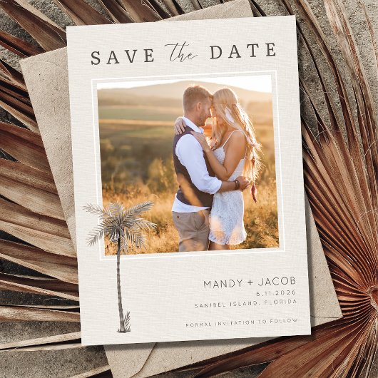 Save The Date Elegant Beach Photo Wedding Enregistrer la date