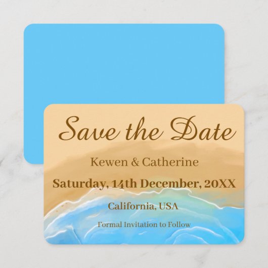 Save The Date Elegant Beach Watercolor Wedding (Devant / Derrière)