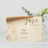 Save The Date Elégant Beau Boho Peach Blush Floral Mariage (Debout devant)