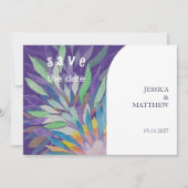 Save The Date Elégant Beau Boho Purple Floral Mariage (Devant)