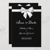 Save The Date Elégant Beau Noir Blanc Joli Mariage (Devant / Derrière)
