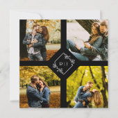 Save The Date Elegant Black 4 Photos Engagement Session de Deux (Devant)