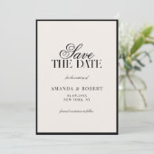 Save The Date Elegant Black and Ivory Old Money Wedding (Debout devant)