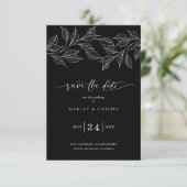 Save The Date Elegant Black and White Botanical Wedding (Debout devant)