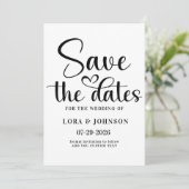 Save The Date Elegant black and white wedding Calligraphy (Debout devant)