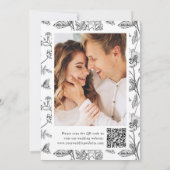 Save The Date Elegant Black Chinoiserie Floral QR Code Wedding (Dos)