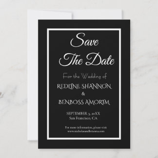 Save The Date Elegant Black Typography