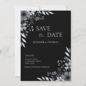 Save The Date Elegant Black & White Floral Hand-Drawn Wedding (Devant)